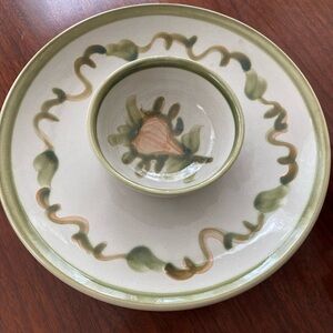 Louisville Stoneware Pear Green Chips and Dip Server